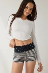 Out From Under Bec Foldover Micro Short In Black/white, Women's At Urban Outfitters