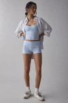 Out From Under Bec Foldover Micro Short In Blue Gingham, Women's At Urban Outfitters In Blue Gingham