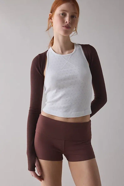 Out From Under Bec Foldover Micro Short In Chocolate, Women's At Urban Outfitters In Brown
