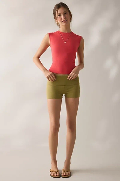 Out From Under Bec Foldover Shorts In Olive, Women's At Urban Outfitters In Green