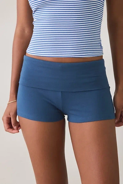 Out From Under Bec Foldover Shorts In Slate, Women's At Urban Outfitters In Blue