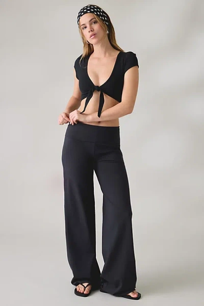 Out From Under Bec Foldover Wide Leg Pants In Black, Women's At Urban Outfitters