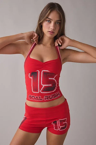 Out From Under Bec Goal Rush Pinch-front Halter Cami, Women's At Urban Outfitters In Red