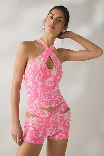 Out From Under Bec Keyhole Crisscross Halter Top In Pink, Women's At Urban Outfitters