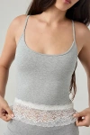 Out From Under Bec Lace Trim Cropped Cami In Grey, Women's At Urban Outfitters In Gray