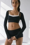Out From Under Bec Long Sleeve Shrug Top In Black, Women's At Urban Outfitters