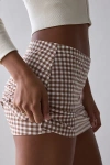 Out From Under Bec Low-rise Micro Mini Skort In Brown Gingham, Women's At Urban Outfitters