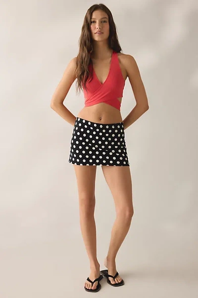 Out From Under Bec Low-rise Mini Skort In Black/white Polka Dot, Women's At Urban Outfitters In Multi