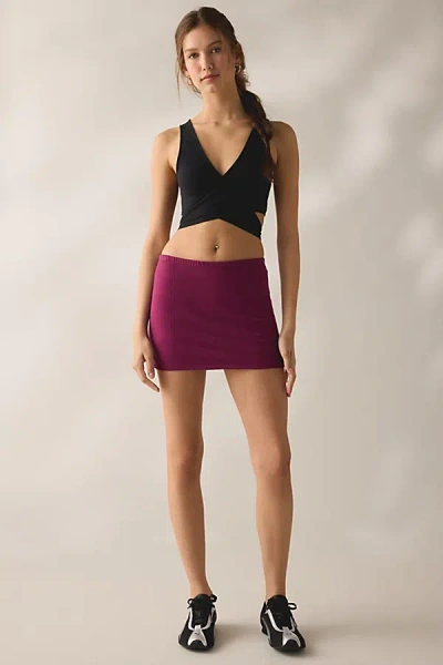 Out From Under Bec Low-rise Mini Skort In Dark Purple, Women's At Urban Outfitters