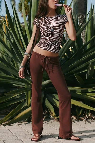 Out From Under Bec Low-rise Slim Flare Pant In Chocolate, Women's At Urban Outfitters In Brown
