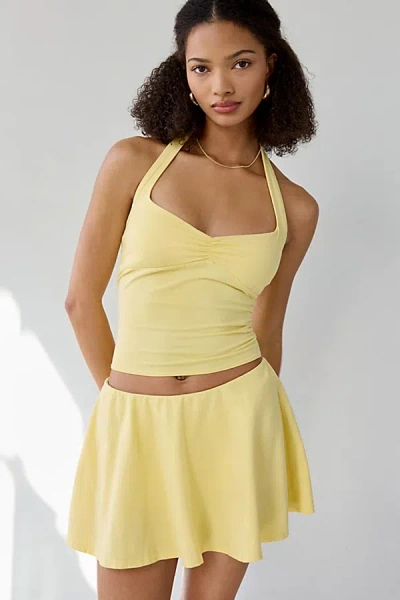 Out From Under Bec Mid-rise Skater Mini Skort In Bright Yellow, Women's At Urban Outfitters