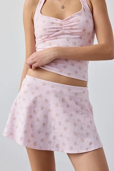Out From Under Bec Mid-rise Skater Mini Skort In Pink, Women's At Urban Outfitters