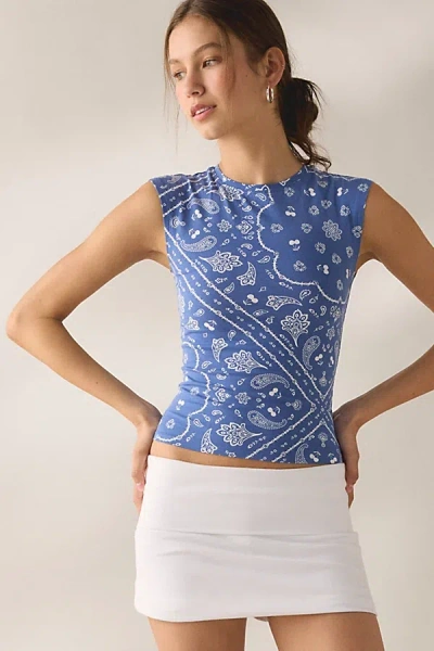 Out From Under Bec Muscle Baby Tee In Bandana, Women's At Urban Outfitters In Blue