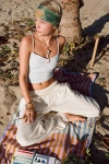 Out From Under Bec Pinch Front Fitted Cami In Blue Gingham, Women's At Urban Outfitters