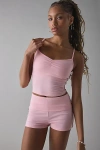 Out From Under Bec Pinch Front Stripe Fitted Cami In Rose Quartz/rumba Red, Women's At Urban Outfitters