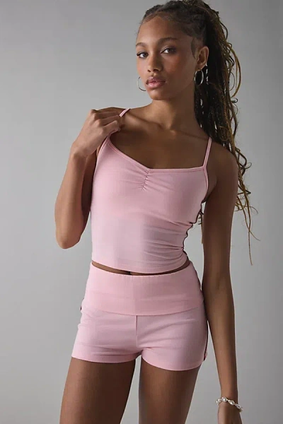 Out From Under Bec Pinch Front Stripe Fitted Cami In Rose Quartz/rumba Red, Women's At Urban Outfitters
