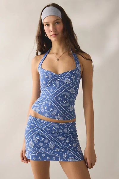 Out From Under Bec Pinch-front Halter Cami In Bandana, Women's At Urban Outfitters In Blue