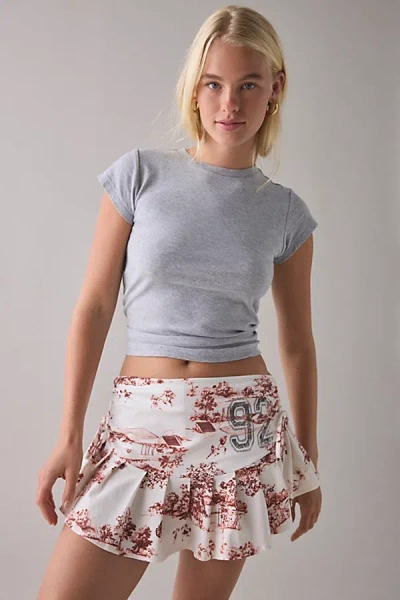 Out From Under Bec Pleated Micro Mini Skort In Cream, Women's At Urban Outfitters