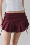 Out From Under Bec Pleated Micro Mini Skort In Maroon, Women's At Urban Outfitters