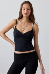 Out From Under Bec Plunging Surplice Cropped Cami In Black, Women's At Urban Outfitters In Black