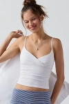 Out From Under Bec Plunging Surplice Cropped Cami In White, Women's At Urban Outfitters