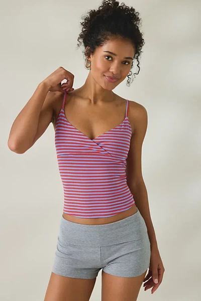 Out From Under Bec Plunging Surplice Cropped Cami, Women's At Urban Outfitters In Pink