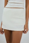 Out From Under Bec Pointelle Knit Low Rise Micro Mini Skort In Ivory, Women's At Urban Outfitters