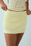 Out From Under Bec Pointelle Knit Low Rise Micro Mini Skort In Light Yellow, Women's At Urban Outfitters In Light Yellow