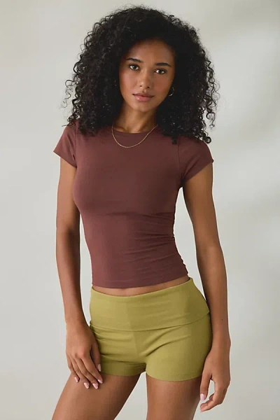 Out From Under Bec Short Sleeve Baby Tee In Chocolate, Women's At Urban Outfitters In Brown