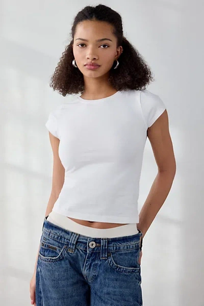 Out From Under Bec Short Sleeve Baby Tee In White At Urban Outfitters