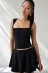 Out From Under Bec Square Neck Ruched Tank Top In Black, Women's At Urban Outfitters In Black
