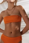 Out From Under Bette Ribbed Bandeau Bikini Top In Orange, Women's At Urban Outfitters In Orange