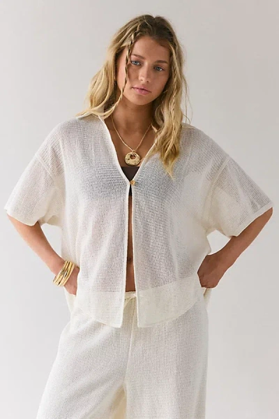 Out From Under Boardwalk Semi-sheer Knit Flyaway Beach Top In Ivory, Women's At Urban Outfitters