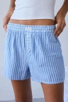 Out From Under Boxer Short In Blue Stripe, Women's At Urban Outfitters