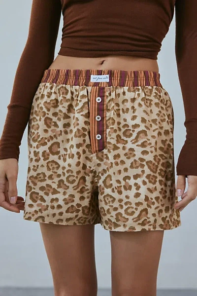 Out From Under Boxer Short In Leopard Stripe, Women's At Urban Outfitters In Leopard Stripe