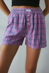 Out From Under Boxer Short In Pink/blue, Women's At Urban Outfitters
