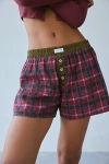 Out From Under Boxer Short In Red, Women's At Urban Outfitters