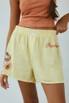 Out From Under Boxer Short In Yellow Stripe, Women's At Urban Outfitters