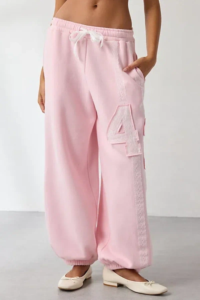 Out From Under Brenda Lace Stripe Jogger Sweatpant In Pink, Women's At Urban Outfitters