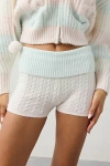 Out From Under Cabin Fever Cable Knit Foldover Micro Short In Assorted, Women's At Urban Outfitters In Neutral