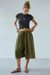 Out From Under Cabot Cotton Gauze Side-tie Jort In Military Olive, Women's At Urban Outfitters In Military Olive