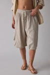 Out From Under Cabot Cotton Gauze Side-tie Jort In Tan, Women's At Urban Outfitters