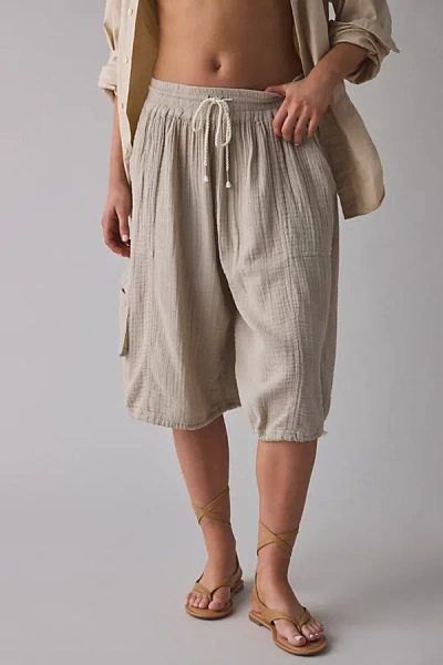 Out From Under Cabot Cotton Gauze Side-tie Jort In Tan, Women's At Urban Outfitters