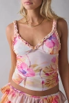 Out From Under Cammy Ruffle Trim Mesh Tank Top In Peach, Women's At Urban Outfitters