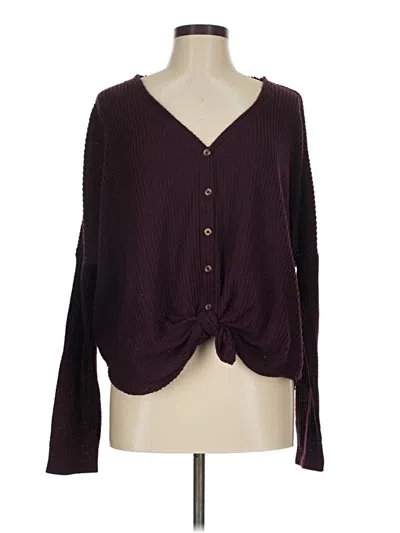 Pre-owned Out From Under Cardigan Sweater In Burgundy