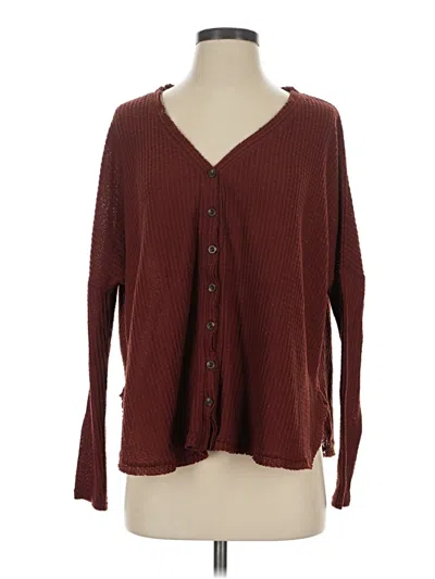 Pre-owned Out From Under Cardigan Sweater In Burgundy
