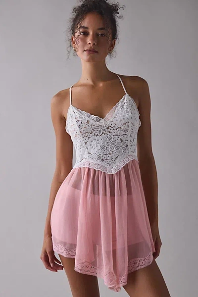 Out From Under Cassandra Sheer Lace + Mesh Hanky Hem Slip In Pink, Women's At Urban Outfitters