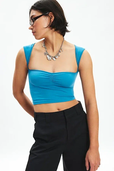 Out From Under Charlene Pinch Front Seamless Knit Tank Top In Blue, Women's At Urban Outfitters