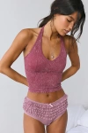Out From Under Charlie Seamless Knit Halter Crop Top In Plum, Women's At Urban Outfitters