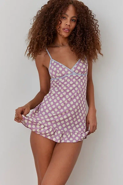 Out From Under Cherry Pie Ruffle Mini Slip In Dotted, Women's At Urban Outfitters
